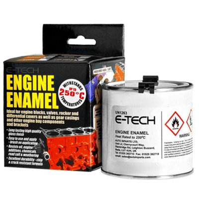 E-Tech Black Gloss Finish Engine Enamel High Heat Resistant Paint Car 250Ml from B&Q