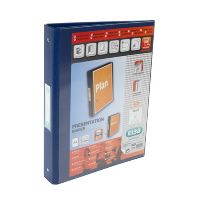 Elba A4 4 O-Ring Binder25mm Capacity30mm SpinePresentation Folder With Customisable CoverPortraitBlue (Single) from B&Q