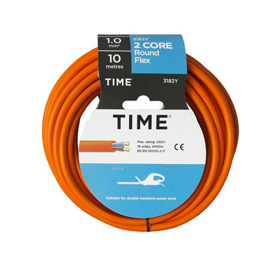 Time Orange 2-Core Flexible Cable 0.75mm² X 10M from B&Q