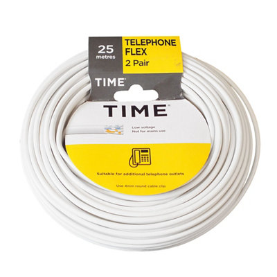 Time White 4 Core Telephone Cable, 25M