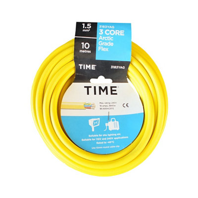 Time Yellow 3-Core Arctic Cable 1.5mm² X 10M from B&Q