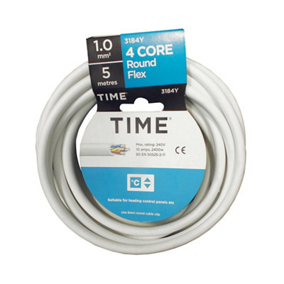 Time White 4-Core Flexible Cable 1mm² X 5M from B&Q