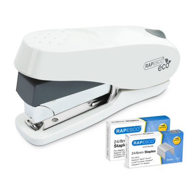 Rapesco 1467 Germ-Savvy AntibacterialEco Luna Less Effort Stapler With 2000 Staples50 Sheet CapacitySoft White from B&Q