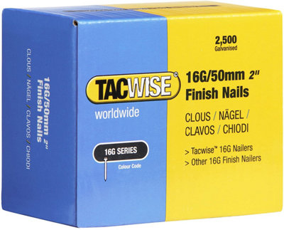 Tacwise 0298 Type 160 (16G) / 50 mm Galvanised Finish NailsPack Of 2,500 from B&Q