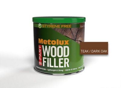 B&Q Metolux 2 Part Styrene Free Wood Filler 770Ml - Teak ( Oak) Dark