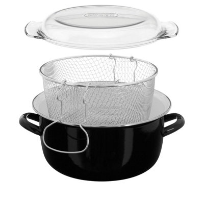 Orsina Black Enamel Deep Fat FryerRemovable Basket Deep FryerScratch-Resistant Mini Deep Fryer For Home Frying from B&Q