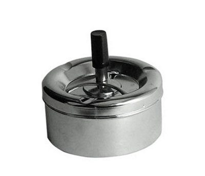 Orsina Chrome Effect Medium Spinning AshtrayRetro Style Ashtray With Push-Spin Lid For Odour ControlDurable from B&Q