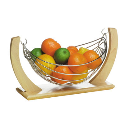 B&Q -  Quirky Rubberwood Fruit HammockFunctional Design Wooden Fruit HammockWooden Frame Fruit Hammock