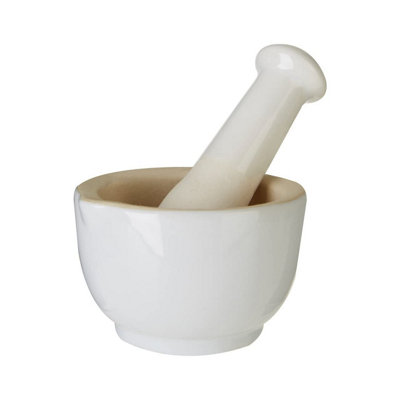  - White Finish Kitchen Pestle And Mortar Set Spices Seasoning Herbs Grind Crushing