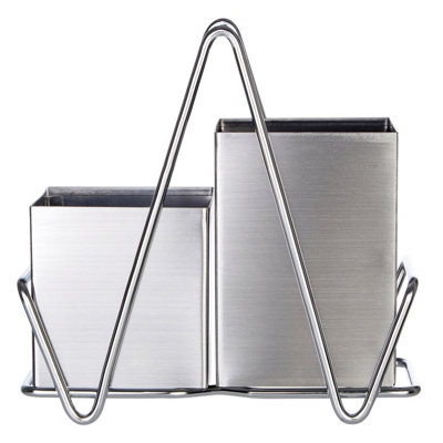 Orsina Two Compartments Stainless Steel Cutlery CaddyMetal Silverware HolderDurable Kitchen Cutlery Holder from B&Q