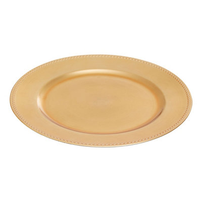 Orsina Minimalist Gold Charger Plate With Round DotsFunctional Dinner PlatesReliable Gold Finish Dinner Plate from B&Q