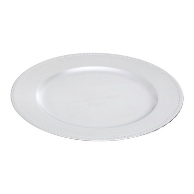 Orsina Functional Silver Charger Plate With Dotted RimMinimalist Dinner PlatesReliable Silver Dinner Plate from B&Q