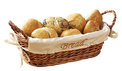 Premier Housewares Willow Small Natural Wicker Bread Basket With Cream Lining from B&Q