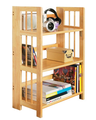 Orsina Hevea Wood Three Tier Shelf UnitLiving Room Shelving UnitWooden Corner Shelves For Storage Solution from B&Q