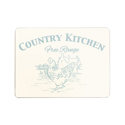 Orsina Country Kitchen Set Of Four Cork PlacematsDurable Heat-Resistant Table Mats With Farmhouse Design from B&Q