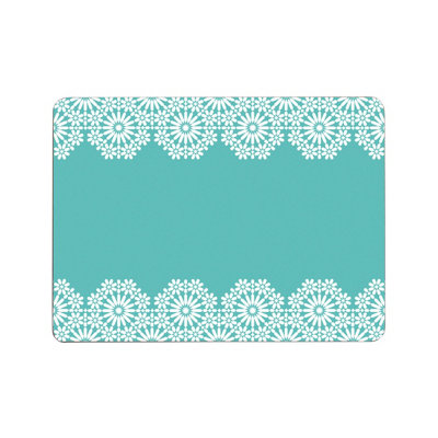 Orsina Set Of Four Cork Rectangular PlacematsDurable Heat-Resistant Table Mats With Blue And White Design from B&Q
