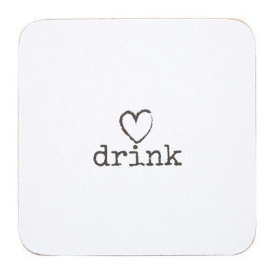 Orsina Charm Set Of Four Cork Drink CoastersDurable Heat-Resistant Table Mats With Minimalist 'drink' Text Design from B&Q