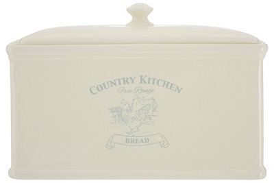 Orsina Country Kitchen Bread Crock - Cream, Blue - Image 3