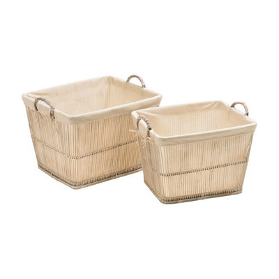 Orsina Set Of Two Rustic White Washed Storage Baskets from B&Q