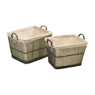 Orsina Set Of Two Rustic Grey Washed Storage Baskets from B&Q