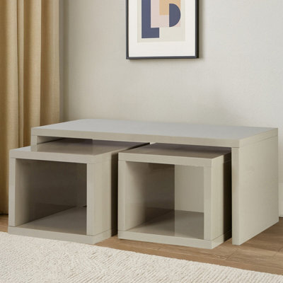 Orsina Coffee Table With Space-Saving Nesting TablesGrey Coffee TablesContemporary Wooden Coffee Table Set from B&Q