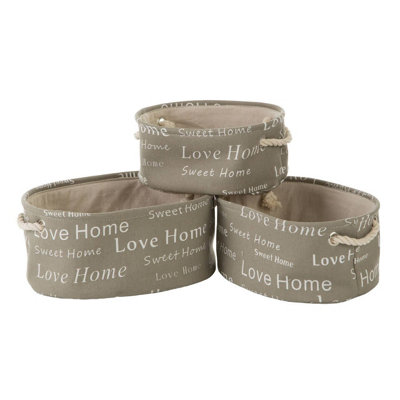 Orsina Set Of Three Grey Oval Storage Baskets from B&Q
