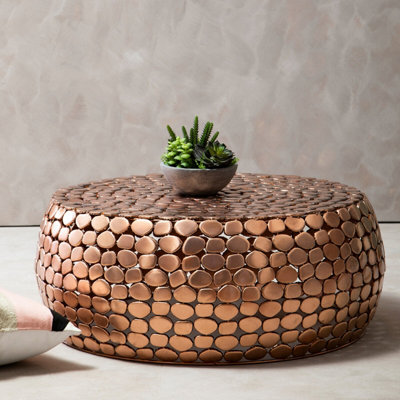 Orsina Iron Pebble Coffee TableModern Coffee TableIndustrial Coffee TableContemporary Drum Coffee Table from B&Q