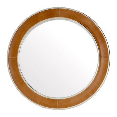 Orsina Tan Genuine Leather Wall Mirror from B&Q