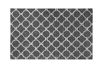 Orsina Large Grey Hand Woven RugDurable Wool Cotton Blend Kensington RugSoft Underfoot Circle Design Rug from B&Q