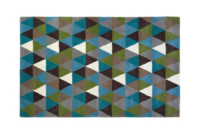 Orsina Multicoloured Large Geometric RugHand Tufted Cotton Wool Blend Area RugColourful Patterned Rug from B&Q