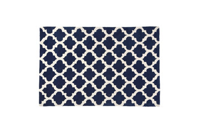 Orsina Navy Blue And White Rug from B&Q