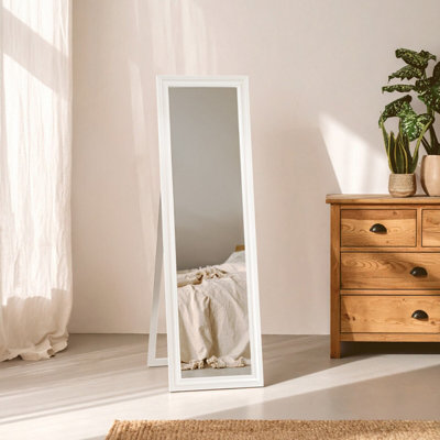 Orsina Full Length White Floor Standing MirrorBevelled Edges Bathroom MirrorStable Design Large Tall Mirror from B&Q