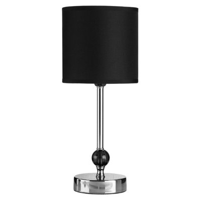 Orsina Table LampChrome Stem With Stacked Black Acrylic BallsTapered Fabric Shade Creates Soft GlowElegant from B&Q
