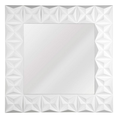 B&Q -  3D Effect Wall Mirror With White High GlossEasy To Clean Bedroom MirrorHigh-Quality Bathroom Mirror
