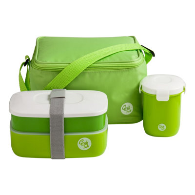 Orsina Organized Green 3Pc Lunch BoxLeak Proof Tiffin BoxComfortable Packed Lunch BoxPortable Lunch Container from B&Q