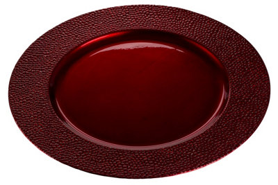 Orsina Paxton Red Pebble Effect Charger Plate from B&Q