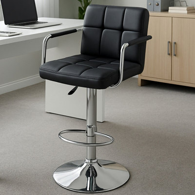 Orsina Black Velvet Bar ChairComfortable Seating Breakfast Bar ChairFootrest Living Bar Chair Kitchen from B&Q