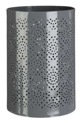 Orsina Punched Grey Finish Large Candle Holder from B&Q