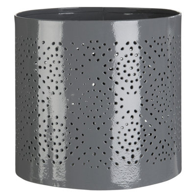 Orsina Punched Grey Finish Small Candle Holder from B&Q