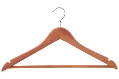 Orsina Cedar Wood Clothes HangerNatural Anti-Moth Hanger With Shoulder Notches And Chrome Hook from B&Q
