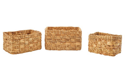 Orsina Set Of 3 Water Hyacinth Natural Storage BasketsNatural Woven Storage Baskets For Home Usage from B&Q