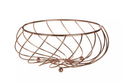 Kuper Rose Gold Kitchen Vegetable Fruit Metal Basket Stand Wire Rack Storage - Image 2