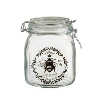 Orsina Queen Bee Jar 1000MlElegant Glass Storage Jar With Clip Top LidFrench-Inspired Design With Bee Motif from B&Q