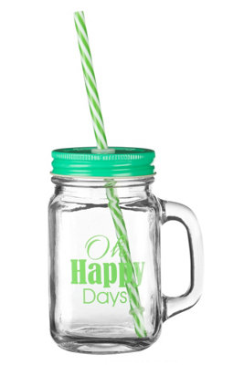 Orsina Happy Days Square Mason Jar Mug from B&Q