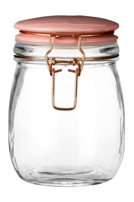 Orsina Retro Pastel Pink Glass Jar750Ml CapacityAirtight Clip Lid With Silicone Seal from B&Q