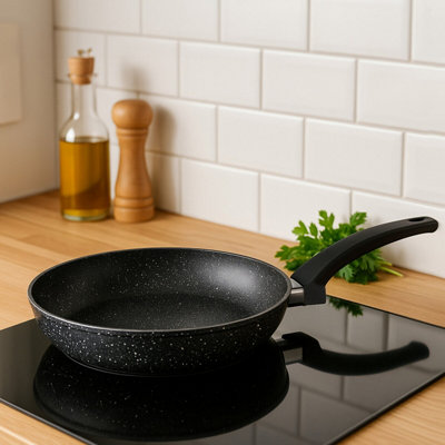 Orsina 28Cm Frying PanNon-Stick Aluminium Frypan With Marble Effect CoatingDurable Cookware With Soft Touch from B&Q