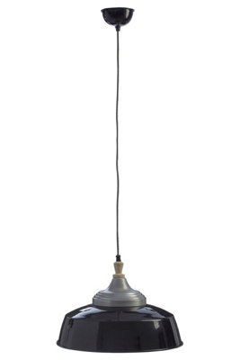 Orsina Black Large Pendant LightAdjustable Hanging Ceiling Lamp With Wooden HolderPendant Lighting from B&Q