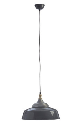 Orsina Grey Large Pendant LightBowl-Shaped Iron Shade With CordContemporary Scandi Pendant Ceiling Light from B&Q