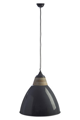 Orsina Grey Extra Large Pendant LightScandi Bell-Shaped Industrial Ceiling Lamp1M Cord With Matching Rose from B&Q