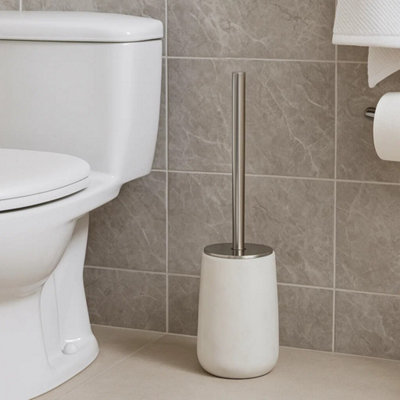 Orsina  Off White Marble & Stainless Steel Toilet BrushLavatory Brushes With Strong GripCompact Loo Brush from B&Q